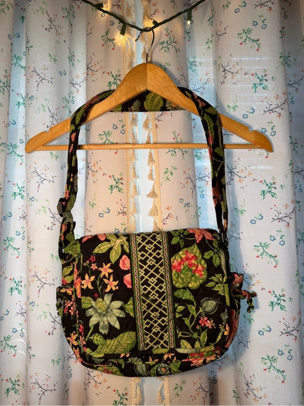 Vera Bradley Quilted Floral Crossbody Bag - Black & Green